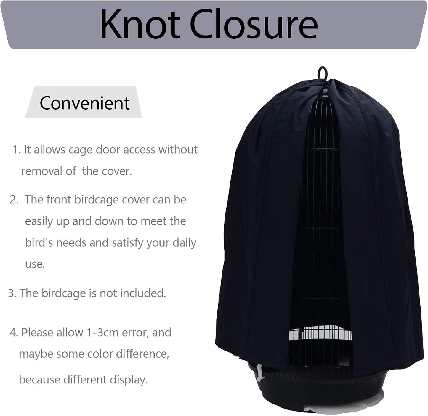 QBLEEV windproof parrot cage cover neatly seamed edges text detail