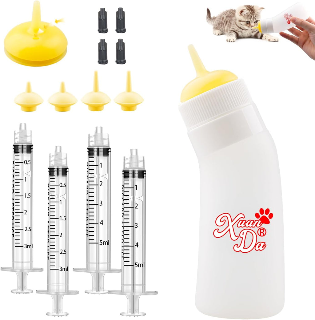 Pet Feeding Nipple with Syringe, Soft Silicone Nursing Pet Feeding Bottle, Ventilation Valve Resistant Tearing for Puppies, Kittens, Rabbit, Small Wildlife (L Nipple,Pink) - Image 10