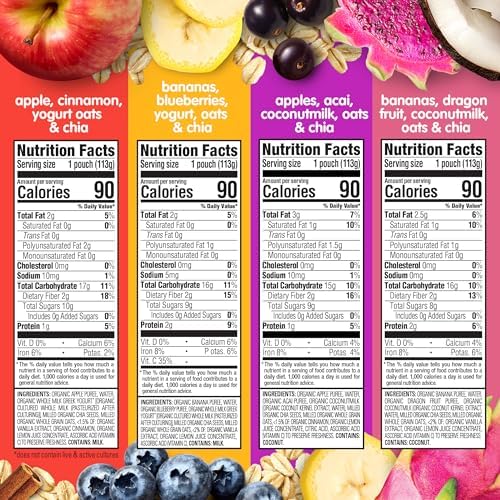 Happytot Super Morning baby food pouch ingredients and nutritional label