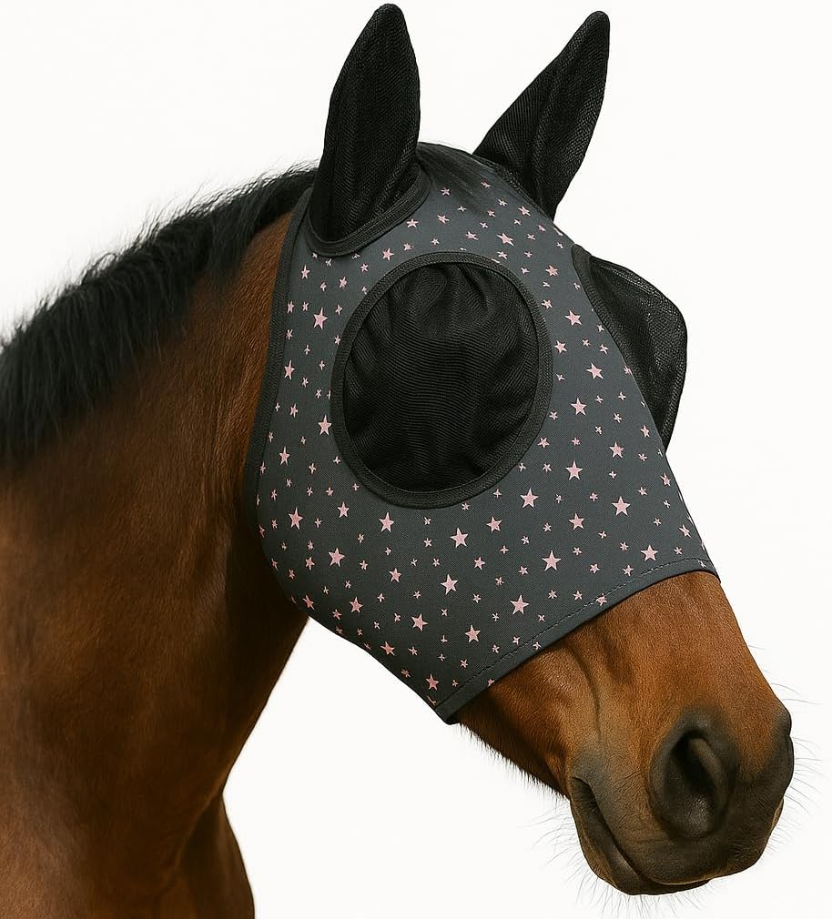 Stretchable UV-Blocking Equine Fly Mask with Moldable Ear Covers, Adjustable Comfort Mesh Straps, Leopard-Pattern Pasture & Trail Protection Perfectly Sized for Full Sized Horses - - Image 11
