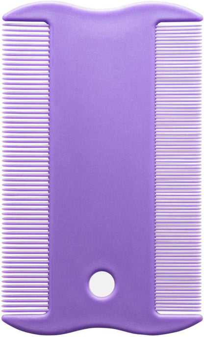 Fifty pack assortment of purple and teal Paw Brothers pet grooming combs inside the retail container.