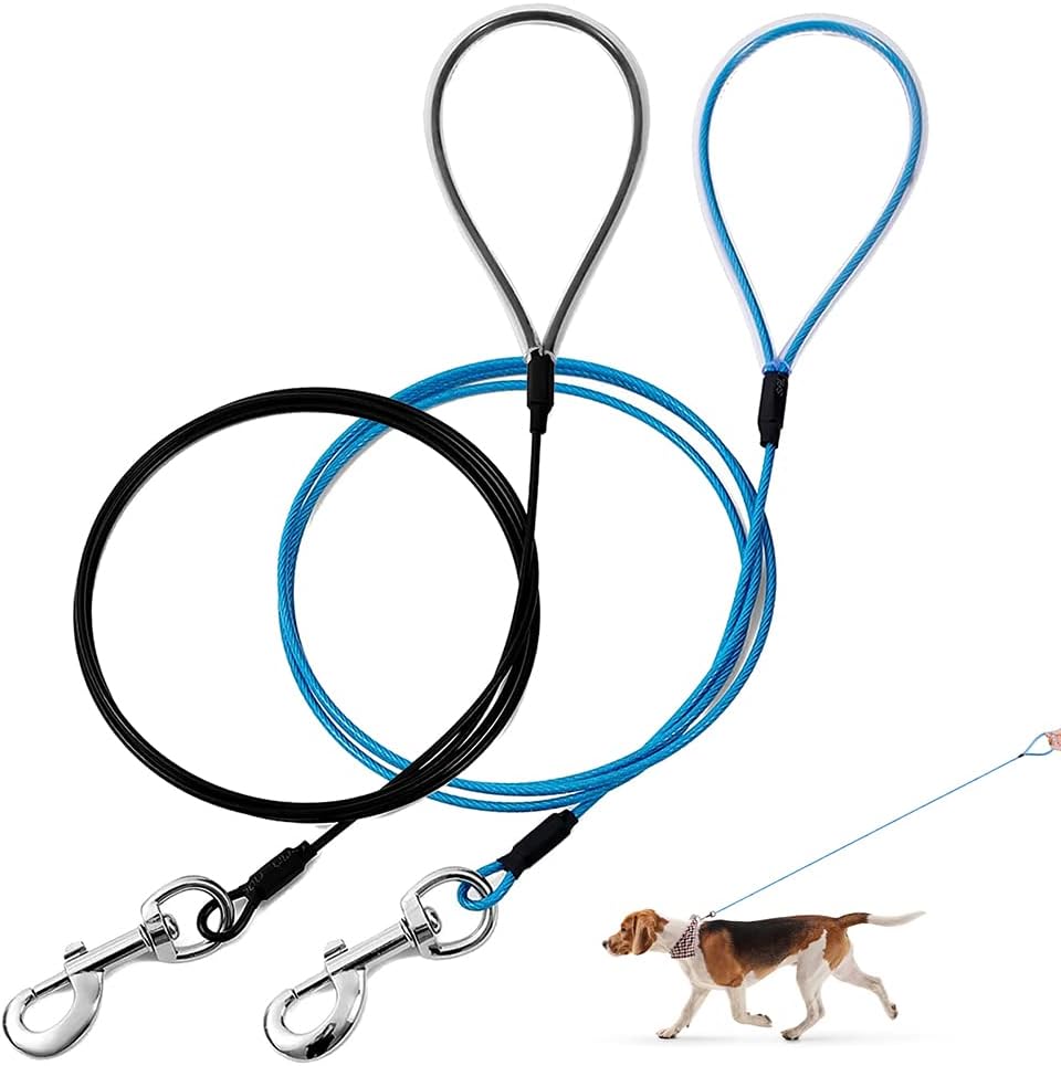 Mi Metty chew proof dog leash front view heavy duty metal cable lead