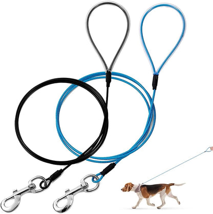 Mi Metty chew proof dog leash front view heavy duty metal cable lead