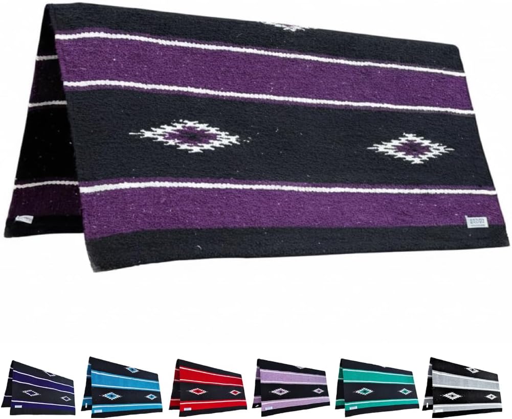 Majestic Ally 36"x 34" Navajo Design Acrylic Saddle Blanket -2.4 lbs (Turquoise Green and Black) - Image 12