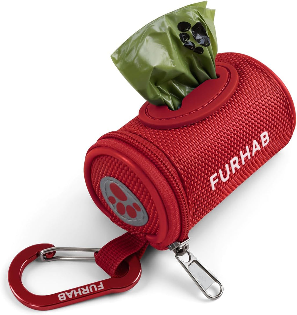 FURHAB compact dog leash pouch holding keys and waste bags