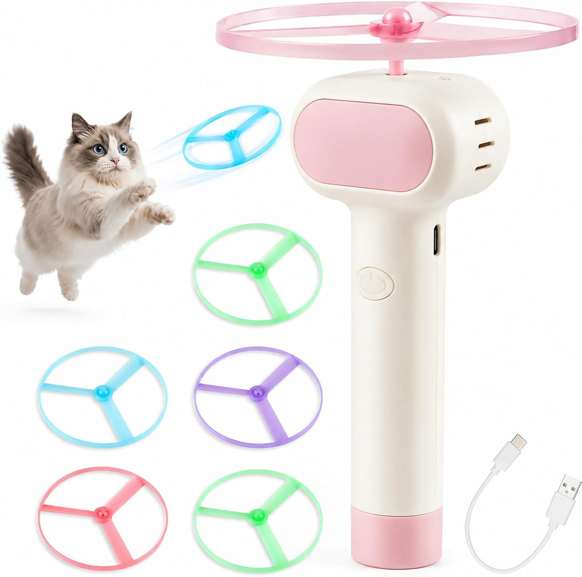 Cat Fetch Toy with Flying Disc Launcher, Rechargeable & Large-capacity - Image 9
