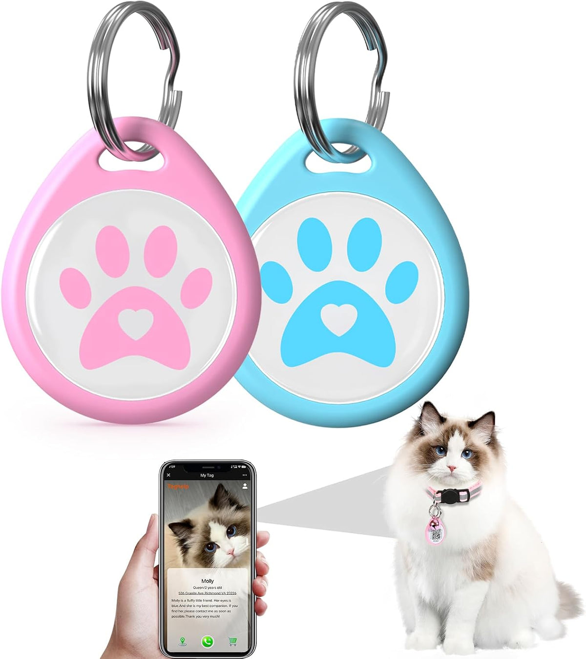 Smart QR Code Cat ID Tag - Free Forever Online Profile, No Subscription Pet Safety Tag, Instant Owner Alert on Scan, No App Required, Anti-Lost Cat ID Tag QR CodePink 1 Inch - Image 11