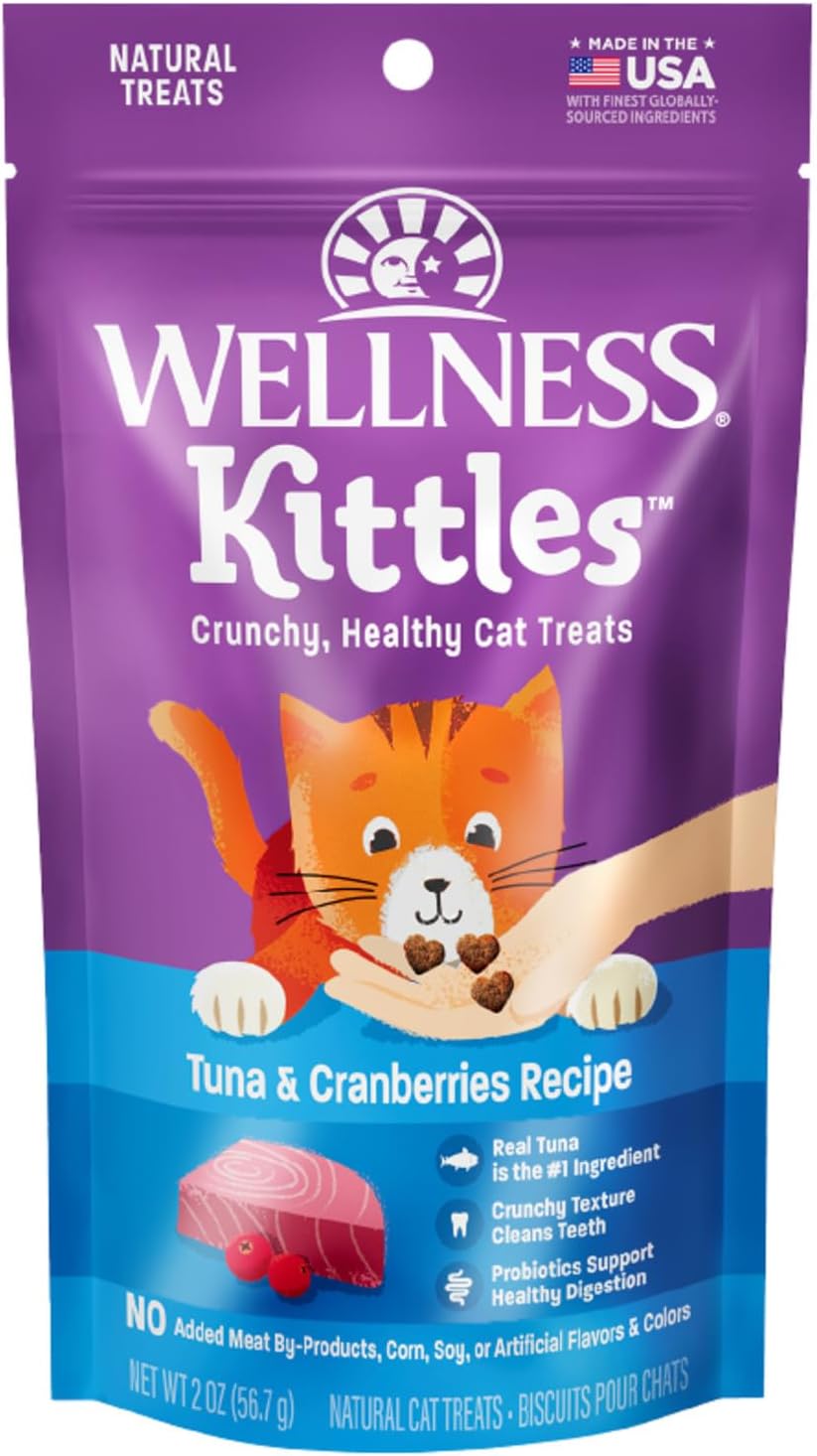 Wellness Kittles Crunchy Cat Treats, All Lifestages, Kitten to Senior, Natural, Grain Free, Chicken and Cranberry Flavor, 2 oz Bag - Image 10