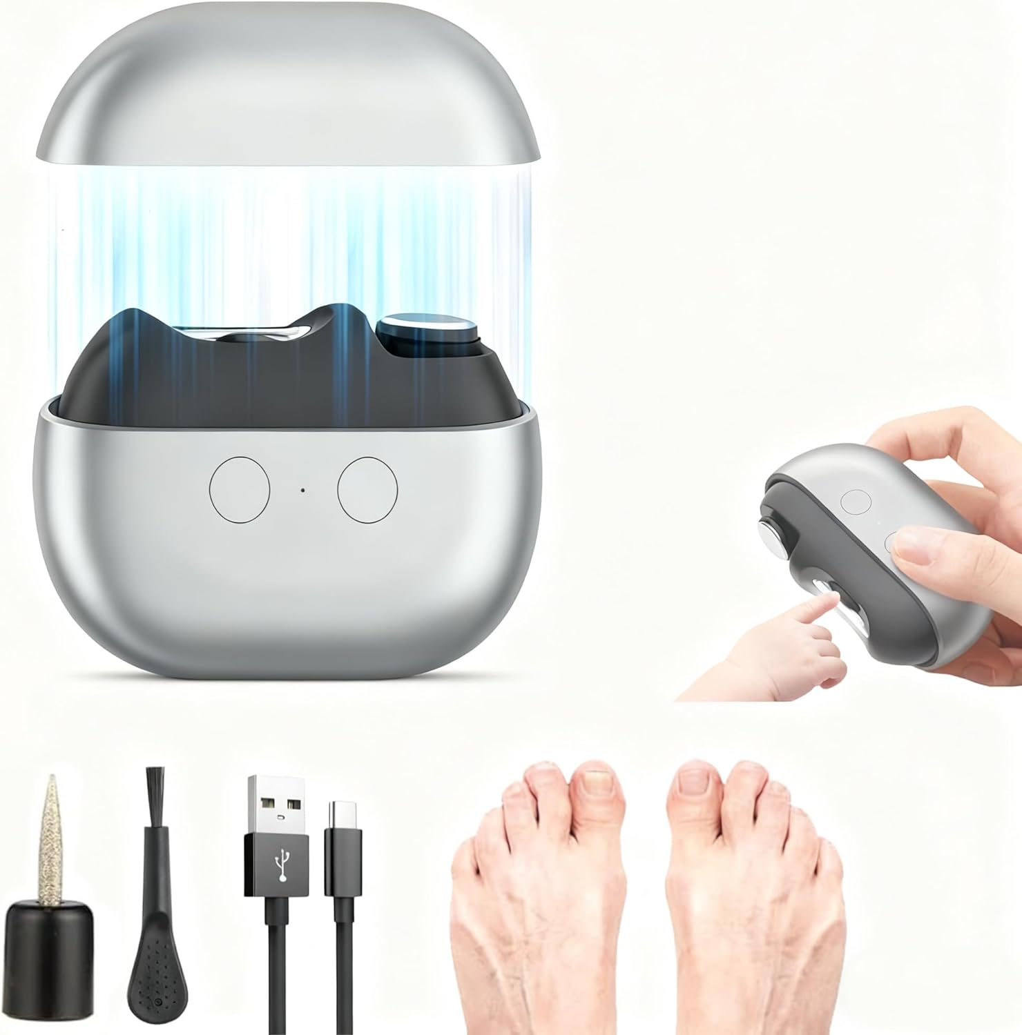 Ggleerite upgraded electric nail clippers front view gray