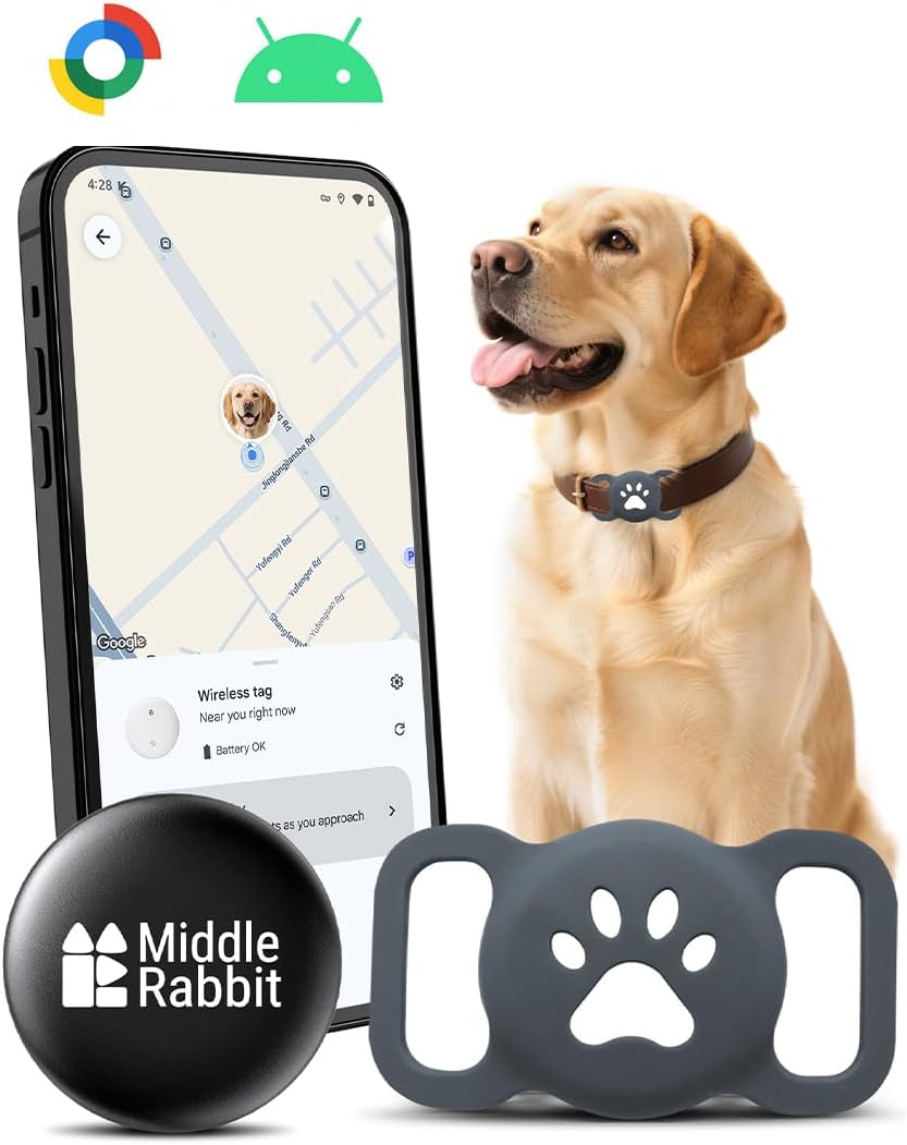Hyphoon pet dog tracker front view showing the sleek black smart tag layout.