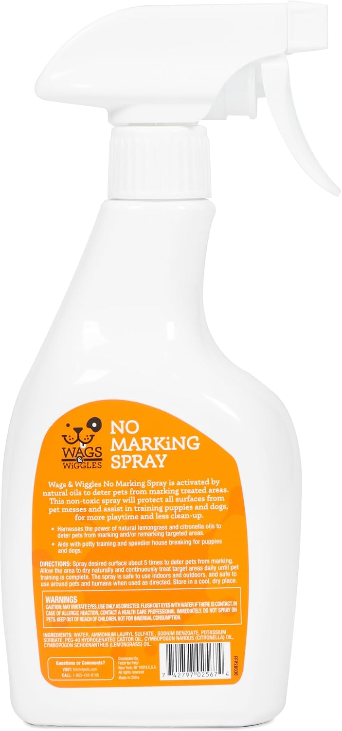 Wags and Wiggles No Marking Deterrent Training Spray for Dogs - Indoor Dog Pee Repellent, Anti-Marking Behavior Correction Spray for Puppies and Adult Dogs, 16 Fl Oz - Image 9