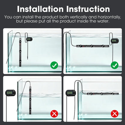 MQ aquarium heater inside a glass fish tank setup