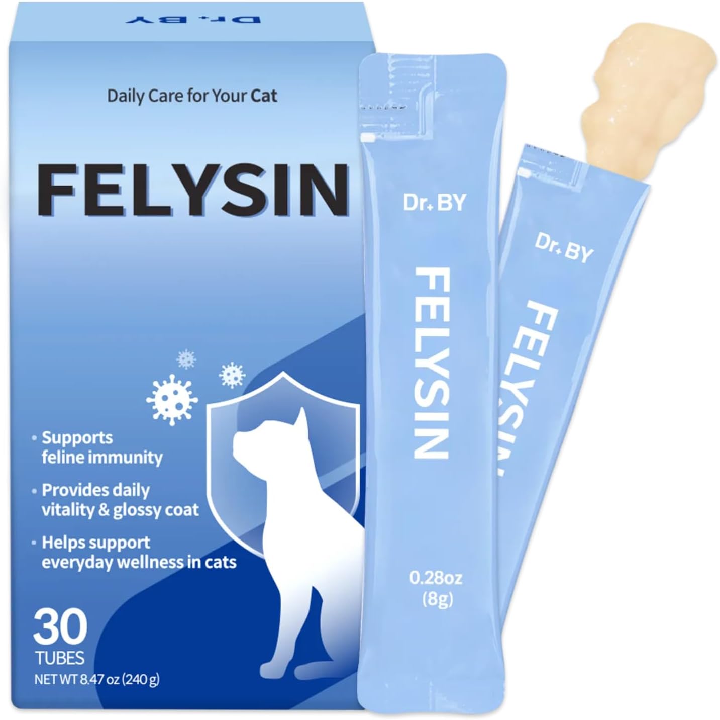 Doctor By Felysin L-Lysine for cats immune support supplement packaging front view.