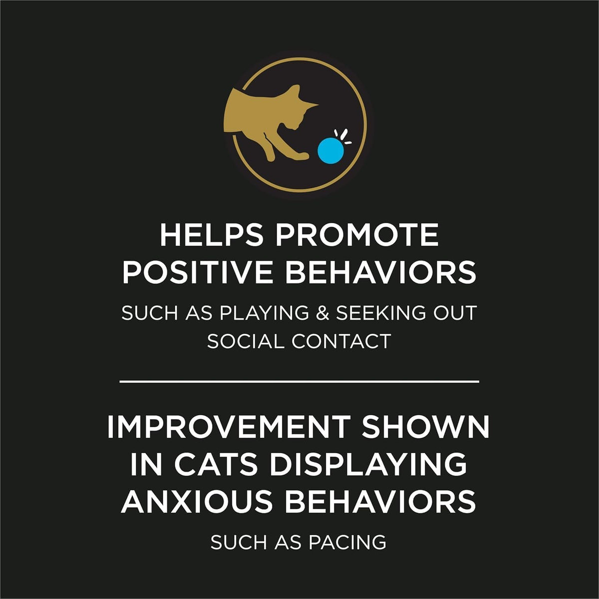 Individual 1 gram sachets of Purina cat anxiety relief supplement displayed next to the box