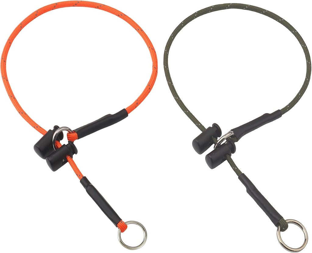 22" Dog Slip Collar - 5/32" Paracord Rope Dog Collar with Spring-Loaded Stopper & Stainless Steel O-Ring, Reflective for Low-Light Visibility (Black & Neon Green) - Image 13