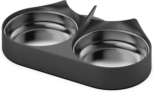 PETLIBRO automatic cat feeder bowls for two cats displaying the patented meal splitter mechanism.