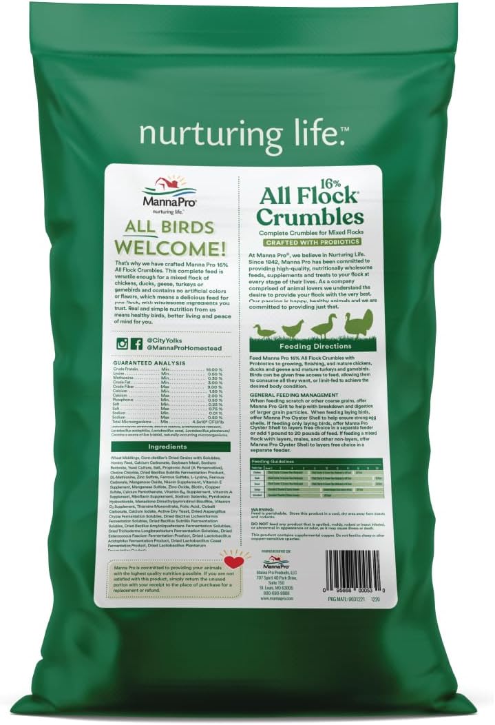 Close up of Manna Pro poultry feed crumbles texture