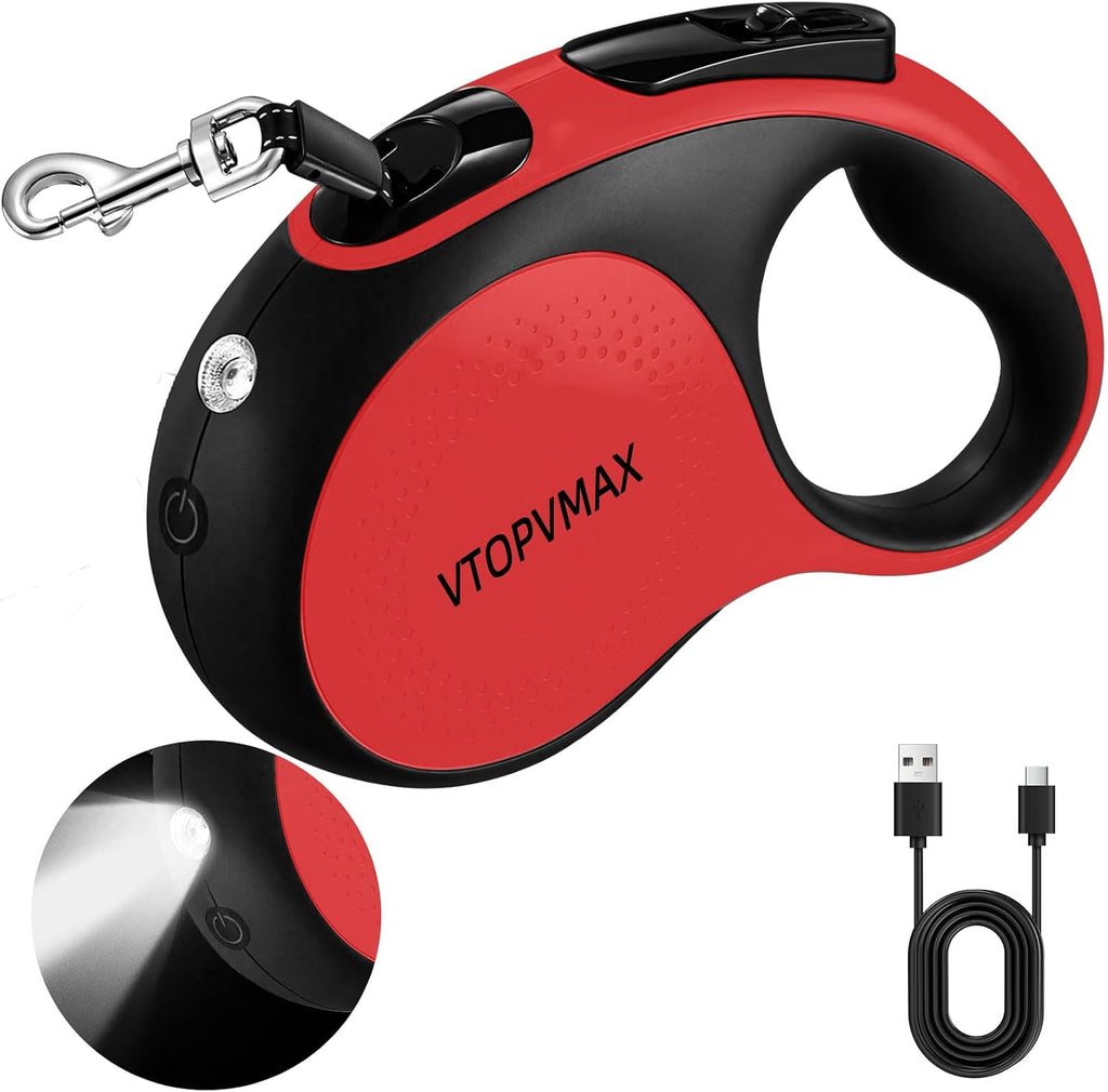 26Ft Retractable Dog Leash - for Dog Up to 110lbs, Tangle Free Walking Leash with Chew Proof Cable | LED Light | Dispenser | Poop Bags, Quick Lock Braking & Non-Slip Handle (White) - Image 12