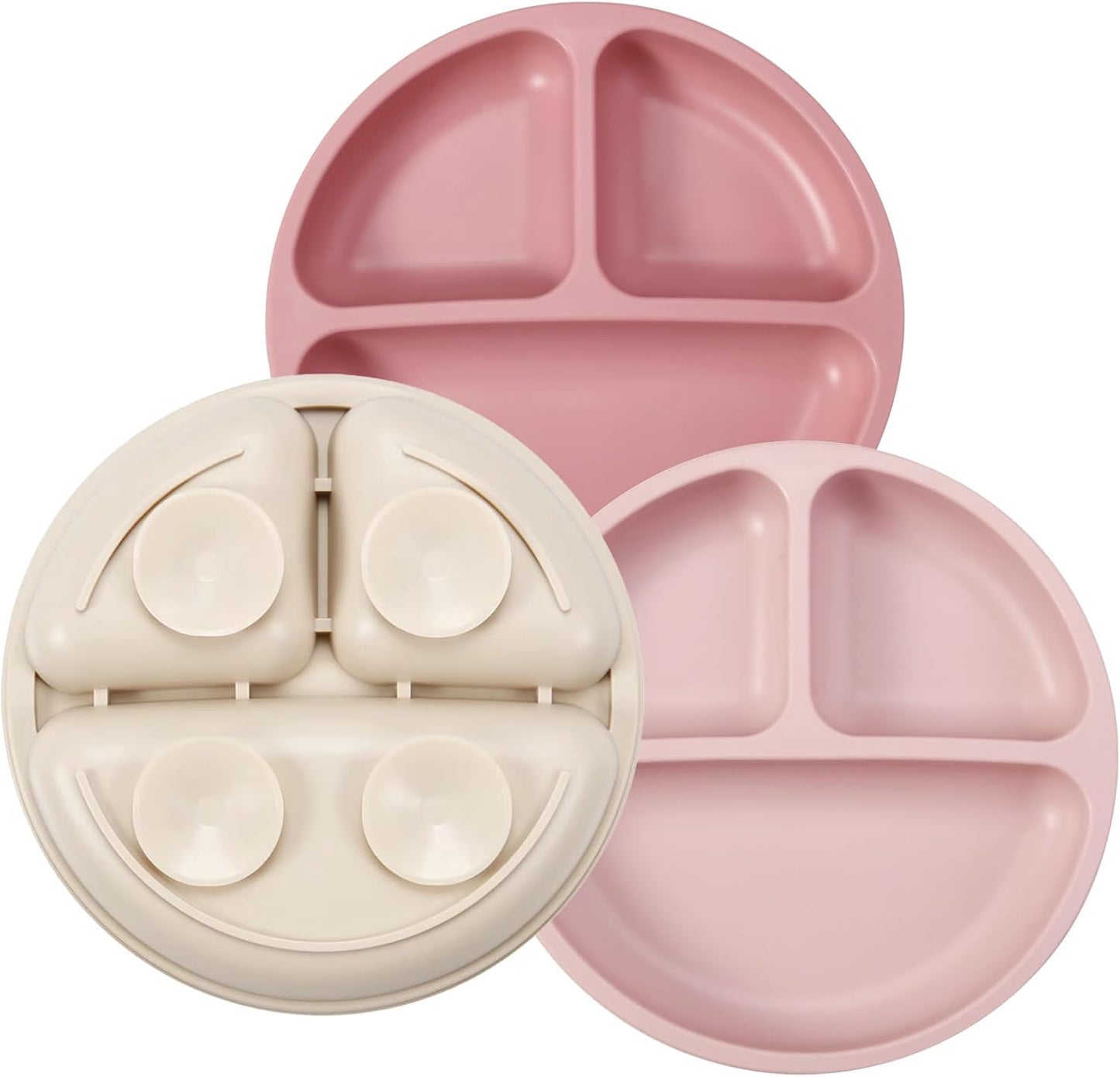PandaEar 3 Pack Toddler Plates Silicone Divided Suction Plate set