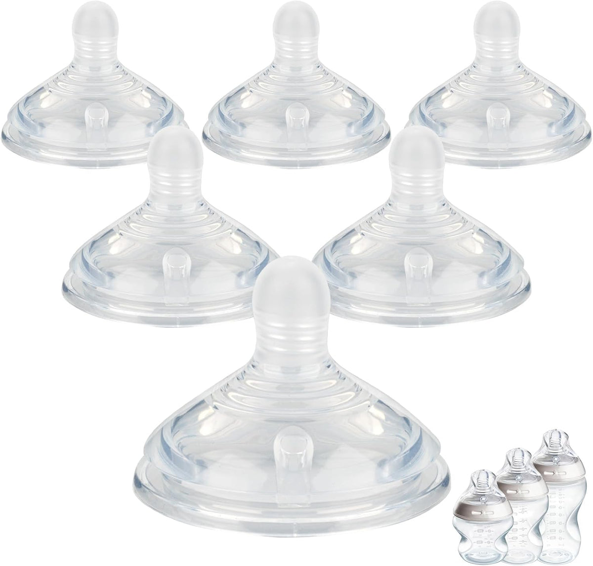 Joyfeed silicone nipples medium flow front view pack of six