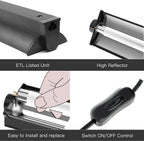 Upgraded linear fluorescent reptile lamp kit showing power cord and housing