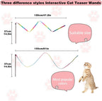 Amaxiu cat teaser string ribbon toy close up showing flexible pole and multicolor satin fabric