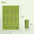 Wowflash lavender dog poop bags being pulled from a dispenser roll