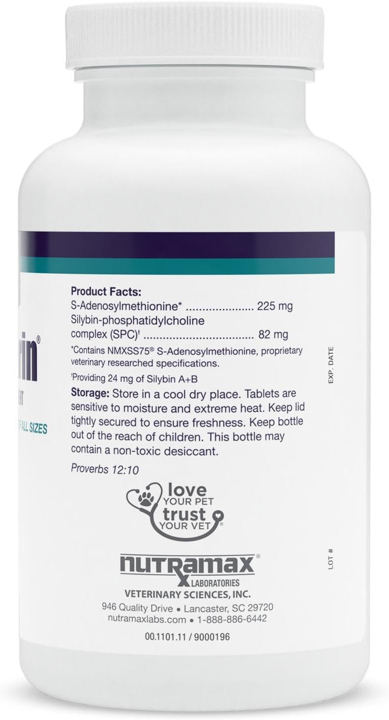 Nutramax Denamarin 75 Count bottle label showing ingredients