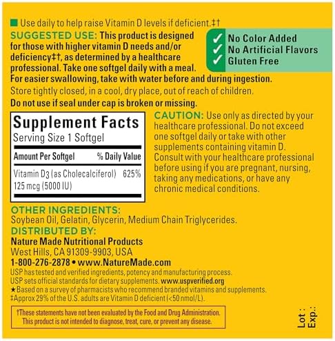 Nature Made Vitamin D3 USP verified seal and quality certification
