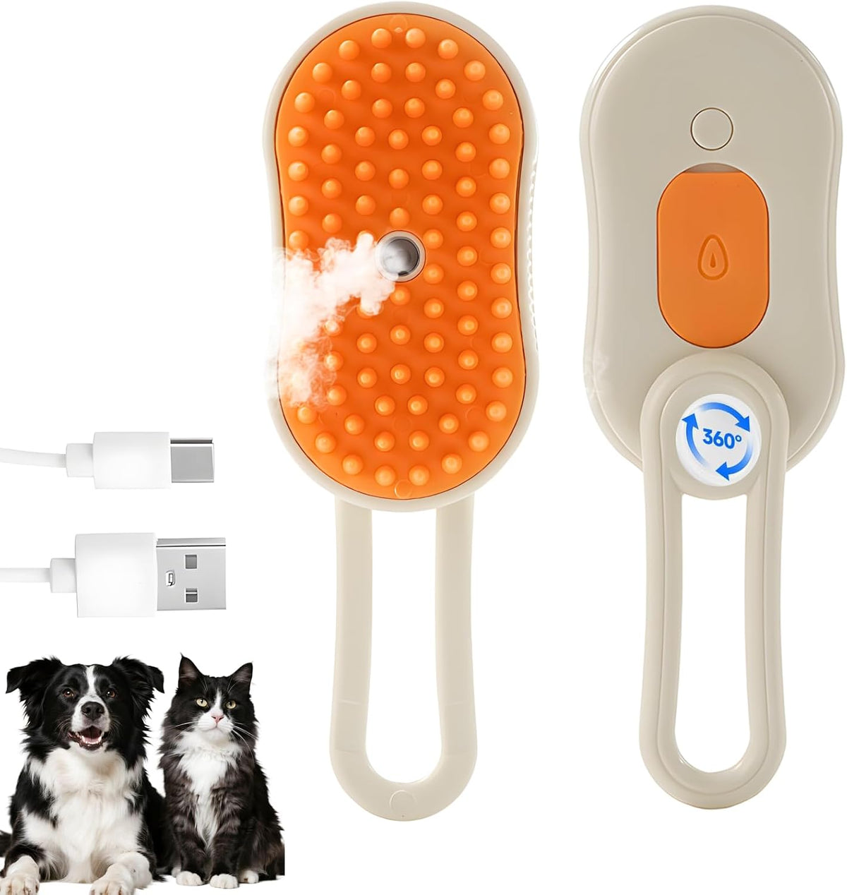 Cats Steam Brush for Cats,Rechargeable Grooming Tool for Cats & Dogs, Anti-Static Design, Delivers Massage, Cleansing, Shedding, Include Flea Comb, Nail Clippers, Pet Toothbrush,Cleaning Solution - Image 10