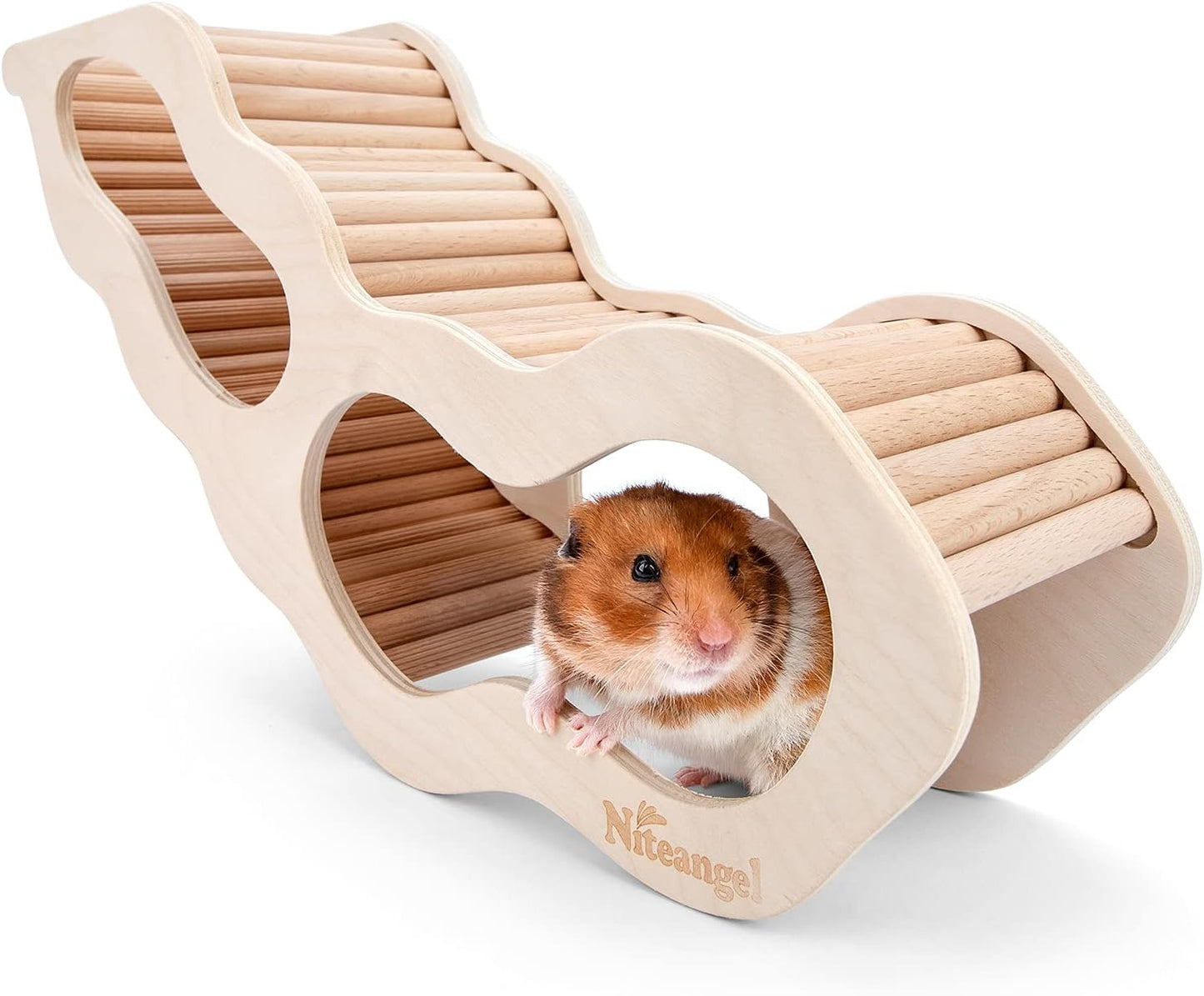 Niteangel Hamster House w/Climbing Ladder for Hamsters Gerbils Mice or Similar-Sized Pets (Secret Peep Tunnel Hamster Hut) - Image 1