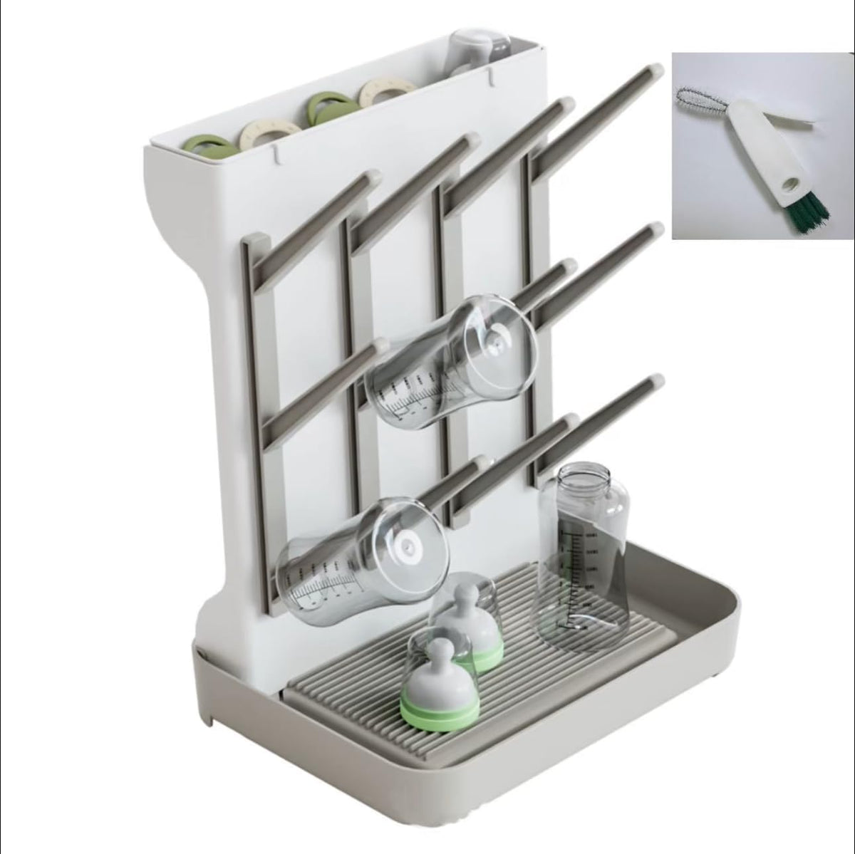 Tecdigbo baby bottle drying rack front view on kitchen counter