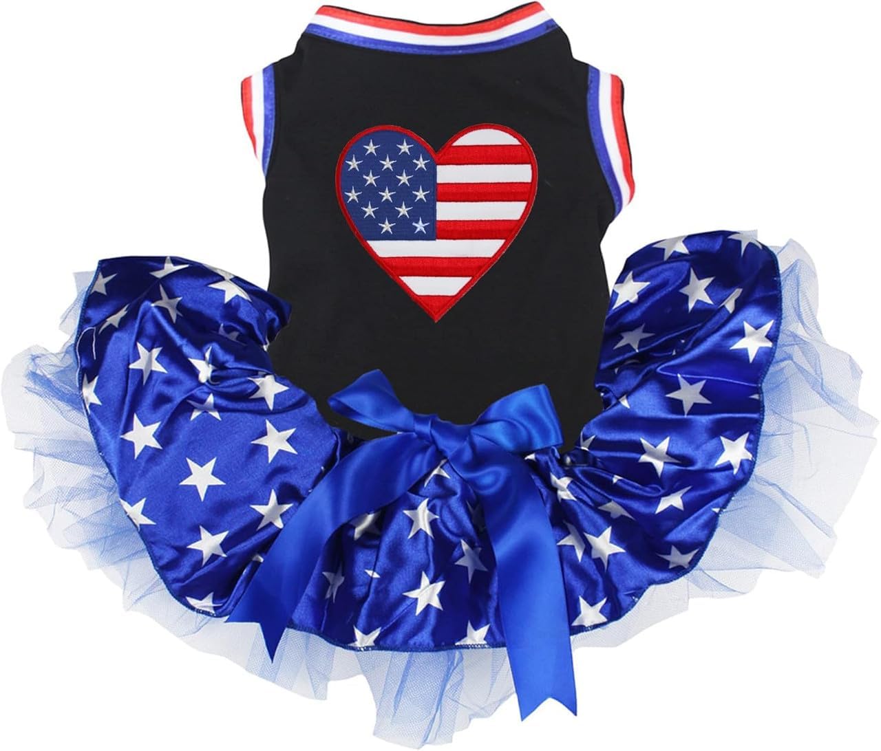 Petitebella Independence Day Dog Dress - 4th of July Patriotic American Flag Heart Puppy Outfits, Blue Stars Tutu Skirt - Image 12
