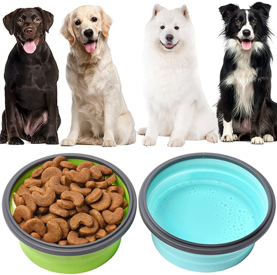 Two pack forty ounce capacity portable dog watering bowls