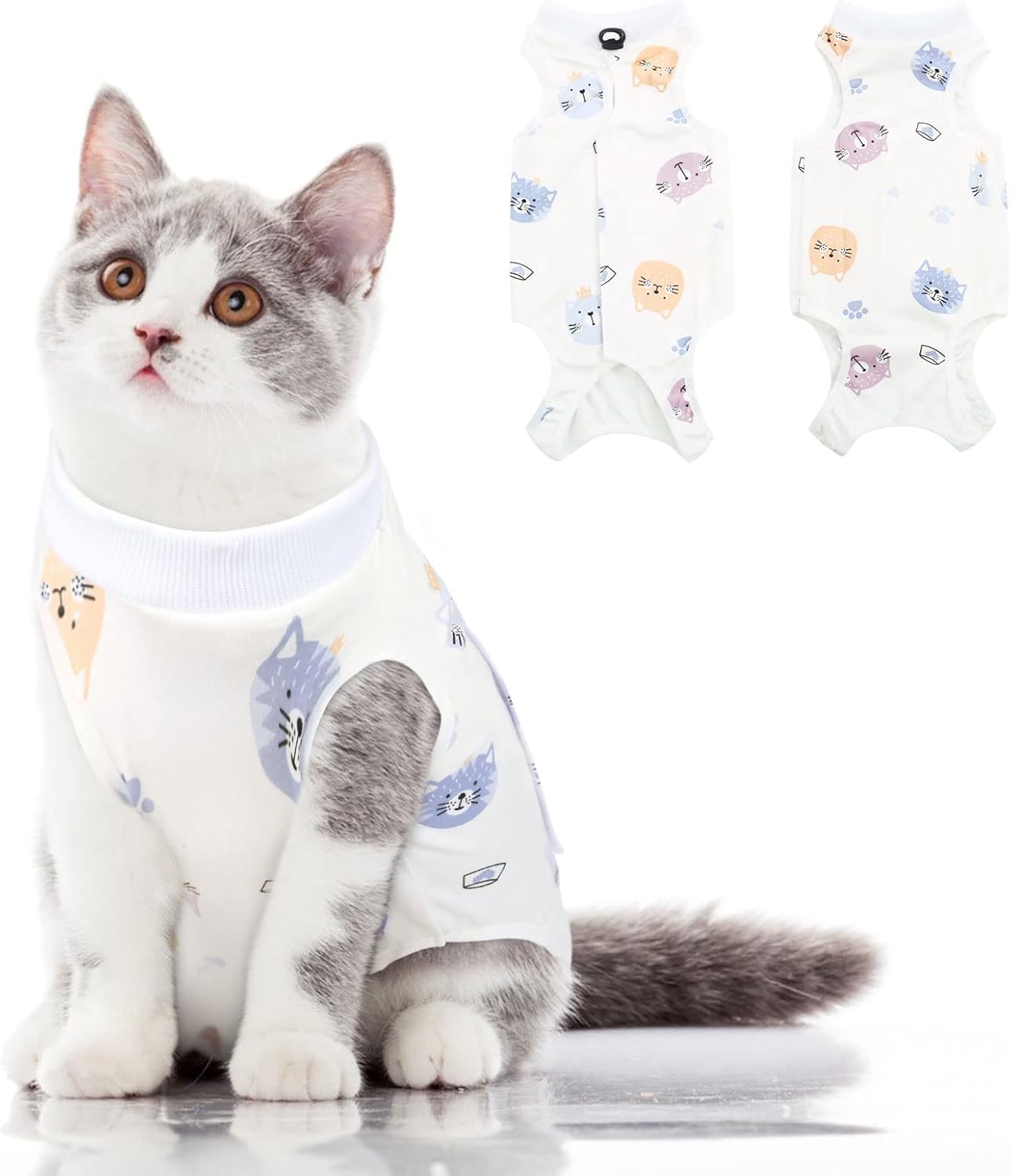Adjustable neck design on imported pet surgical recovery pajamas