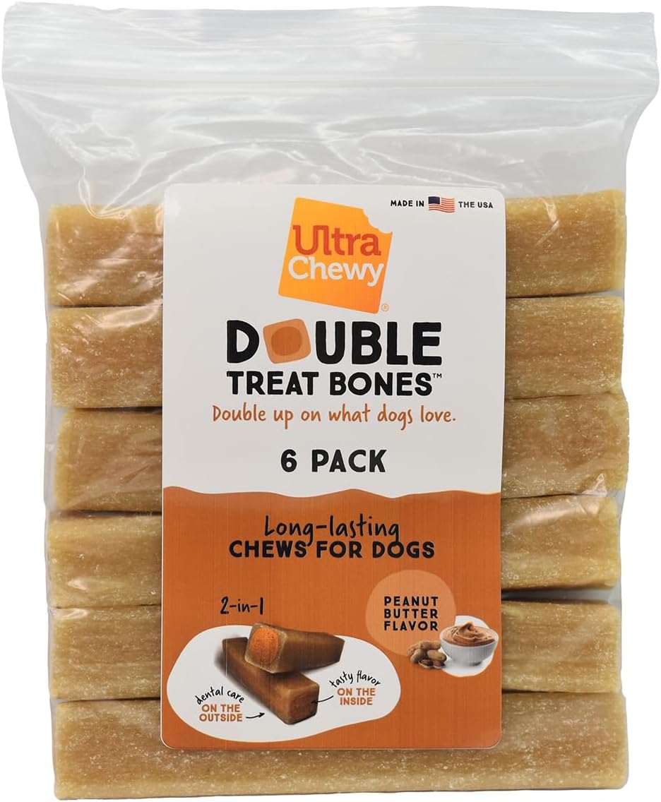 Ultra Chewy Peanut Butter Double Treat Bones: Long-Lasting Dog Treats Made in USA for Large and Small Breeds, Highly Digestible, Ideal for Aggressive Chewers (24 Count) - Image 9