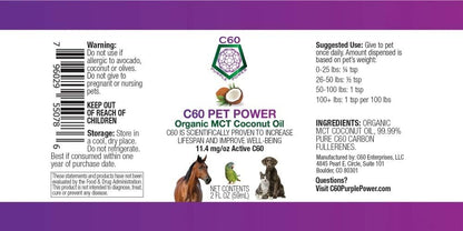 C60 Power for Pets 2 fluid ounce supplement label detail