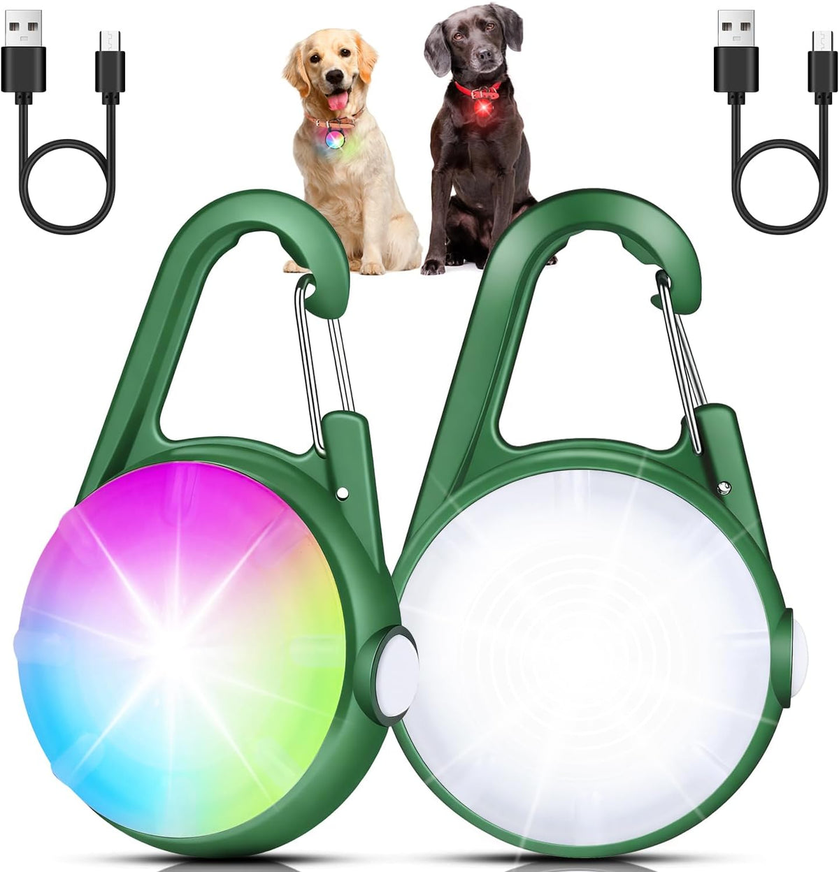 2 Pack Dog Collar Light, 4 Modes Clip On Dog Lights for Night Walking, Glow in the Dark LED Pet Collar Charm, Rechargeable Pet Camping Essentials for Nighttime Running, Cycling, Hiking(Black) - Image 10