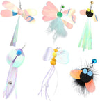 Cat Insect Feather Toys Replacement Cat Toy Wand Refills, 6 Pieces Natural Insect Cat Toy Feathers Refill, Interactive Cat Teaser Wand Attachments, with Bell - Image 15