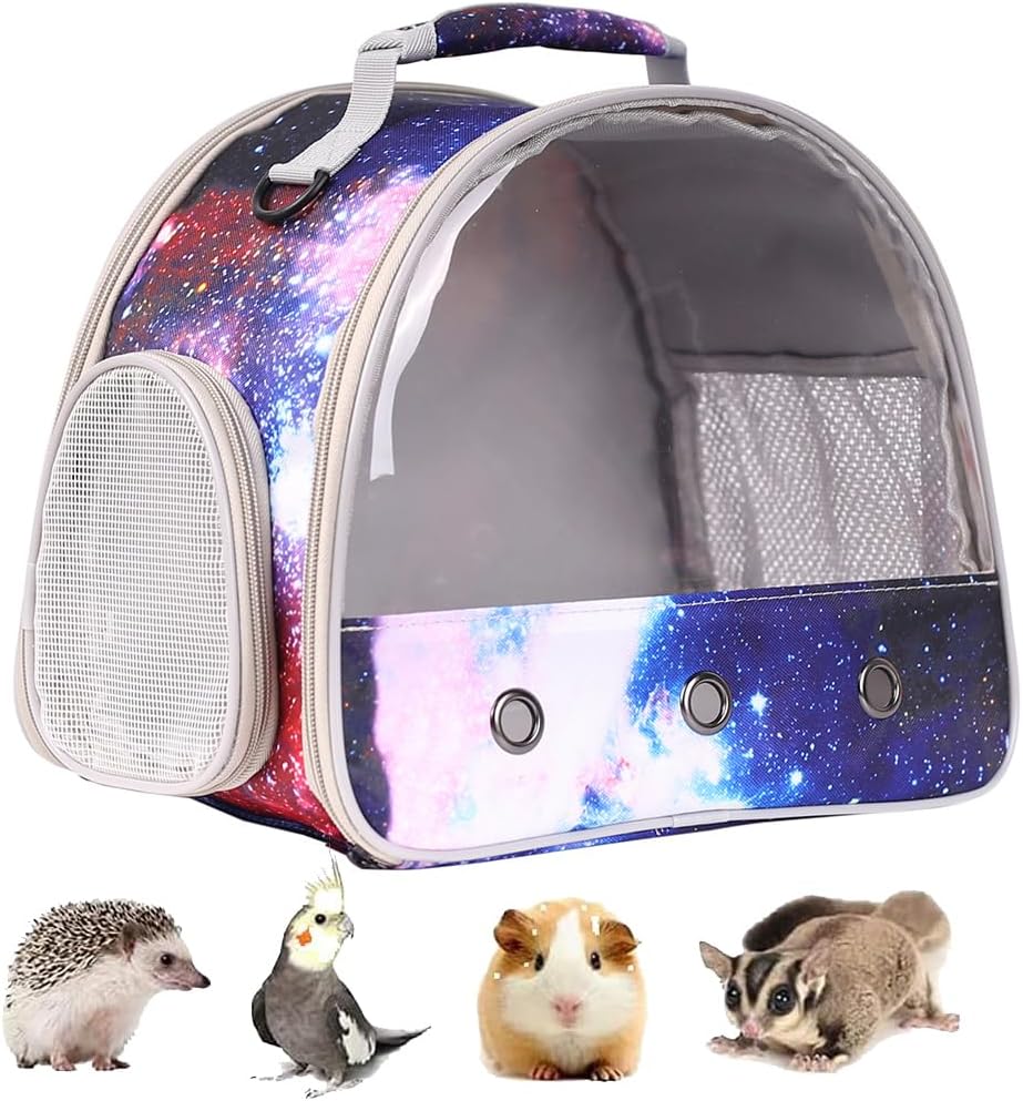 Guinea pig comfortably sitting inside the well-ventilated travel backpack.