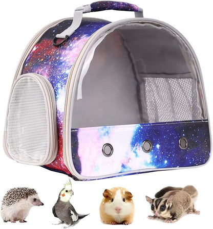 Bunny Carrier Backpack with Space Capsule Clear Bubble Window - Portable Small Animal Backpack Travel Pet Carrier Galaxy for Guinea Pig Rabbit Bearded Dragon Rat Lizard Hamster (Galaxy Pink) - Image 7