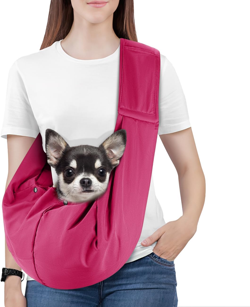 Pawaboo Small Dog Sling Carrier, Reversible Hands Free Dog Sling Carriers for Small Dogs and Cats, Puppy Slings Carrier with Safety Harness, Puppy Essentials, Black - Image 13
