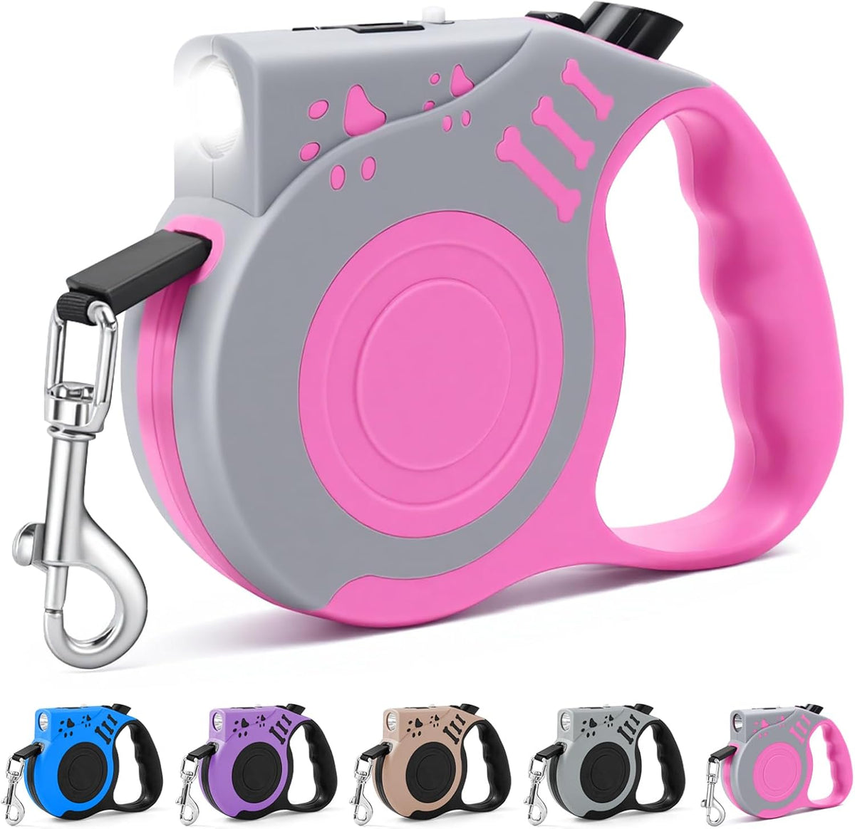 Retractable Dog Leash with USB Rechargeable Flashlight for Night Walks, 16FT Automatic Telescopic Tractor Dog Leash for Small and Medium Dogs, Purple - Image 10