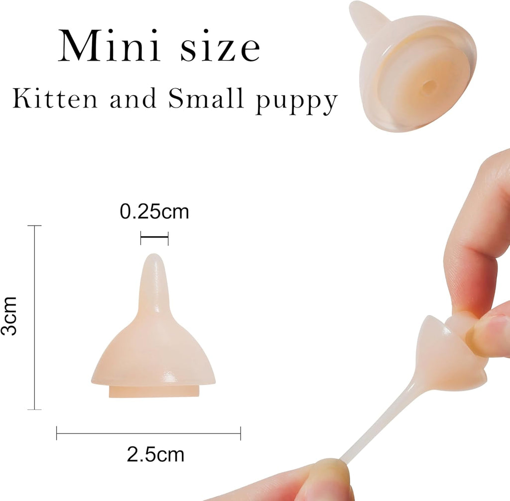 Close up of Doggiema silicone nursing nipples for puppies and kittens