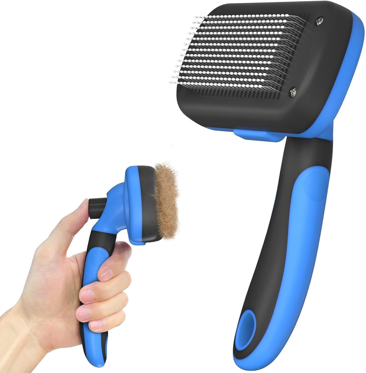 Dipoo Self Cleaning Shedding Brush - Skin Friendly Grooming Tool for Dogs, Cats, and Puppies, Deshedding and Hair Removal for Long and Short Haired Pets, Black - Image 9