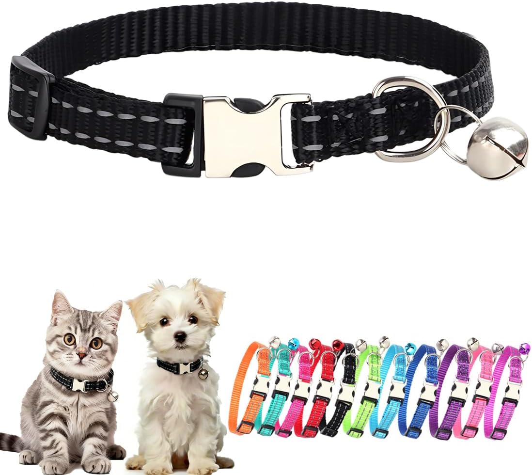 Red Dog Bell Collar, Reflective Puppy Collar with Bell Metal Buckle Cat Collar with Bells Adjustable for XXS XS Tiny Little Extra Small Breed Dogs Kitten Boys Girls Male Pets Like Chihuahua, X-Small - Image 12