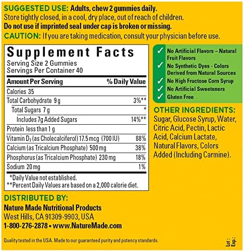 Nature Made Vitamin D3 and Calcium gummy texture