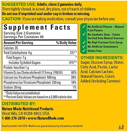 Nature Made Vitamin D3 and Calcium gummy texture