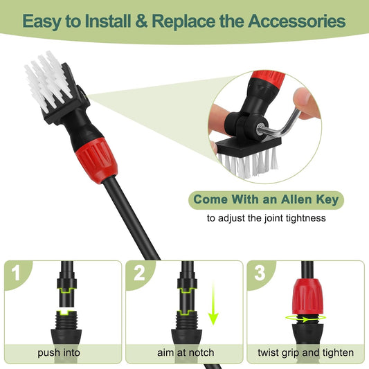 Hygger aquarium cleaning tools kit interchangeable heads layout