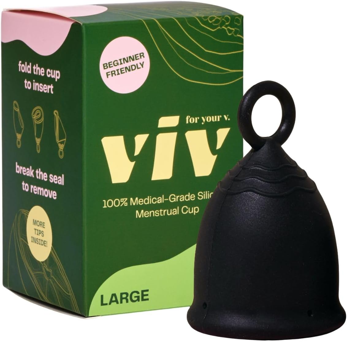 Viv For Your V Large Menstrual Cup front view showing ring stem